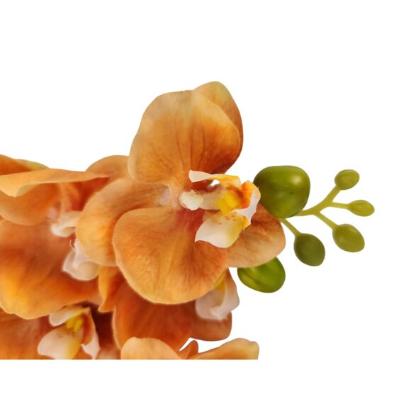 Artificial Orange Orchid Stem | Phalaenopsis Faux Flower | Realistic Silk Orchid - Picture 8 of 8